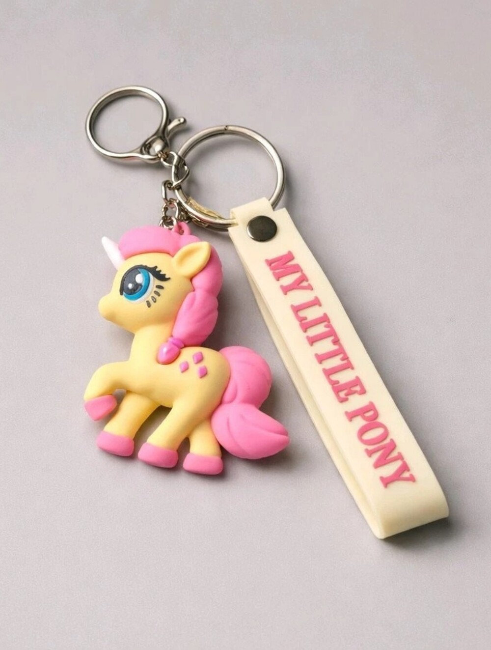 My Little Pony Yellow & Pink Unicorn Key Ring with Branded Tag